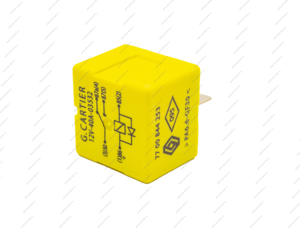 Реле LADA Largus вентилятора (универсальное) 40 А диодное желтое( 5 контакт) Renault RENAULT 7700844253
