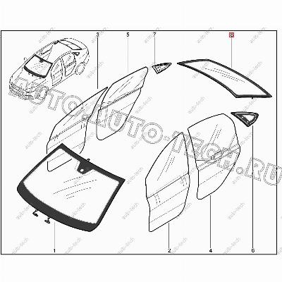 Стекло LADA Vesta/Веста окна задка с электрообогревом ( тонирован) (Tinted) Lada LADA 8450007595