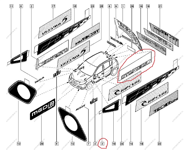 Наклейка двери RENAULT Sandero Stepway/Рено Сандеро Стапвей 2014- левая левая Renault RENAULT 8200961568