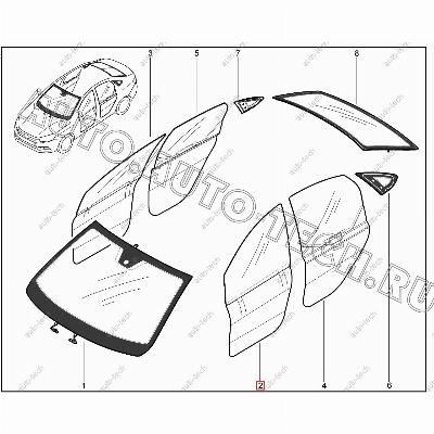 Стекло LADA Vesta опускное передней двери левое тонирован. (Tinted) Lada