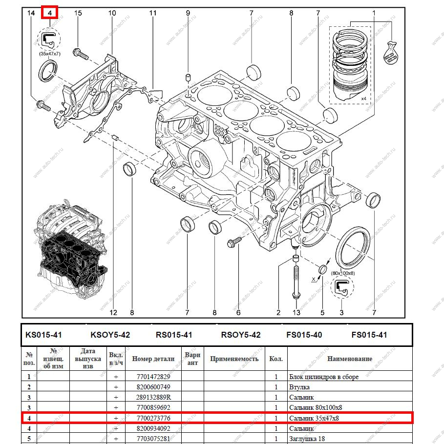 Сальник LADA Largus/Лада Ларгус к/вала передний 8 кл,16кл, (35*47*7) со стороны привода ГРМ 7700273776 Renault RENAULT 8200934092