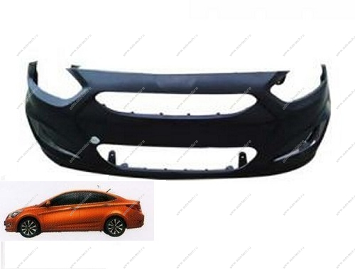 Бампер передний Hyundai Solaris крашеный Оранжевый перламутр R9A 2010-2014 Gamma  865111R000-R9A