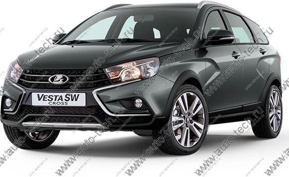 Накладка переднего бампера левая+правая Lada Vesta SW Cross крашенная 496 Фантом (серо-голубой) к-т Lada LADA 8450031007+8450031006-496