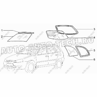 Стекло окна боковины ВАЗ-1117 правое (overtinted) зеленое (AGC) Lada LADA 4038675