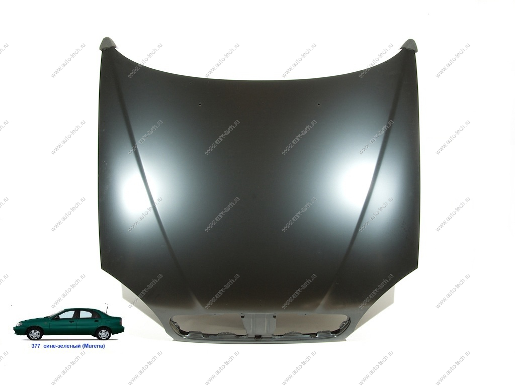 Капот Chevrolet Lanos крашеный Murena Сине-селеный 377 (с отв. под эмблему) Api Api DW1601A-377