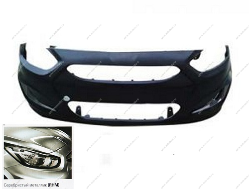 Бампер передний Hyundai Solaris крашеный Cеребристый металлик RHM 2010-2014 API  865111R000-RHM