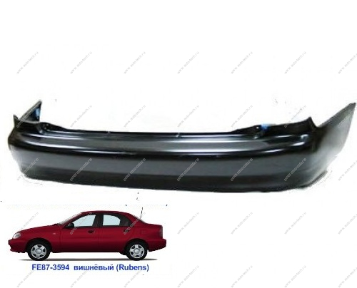 Бампер задний Chevrolet Lanos крашеный Rubens Вишневый FE87-3594 1998- (96277555) Китай GAMMA GM-BR-1405-FE87-3594
