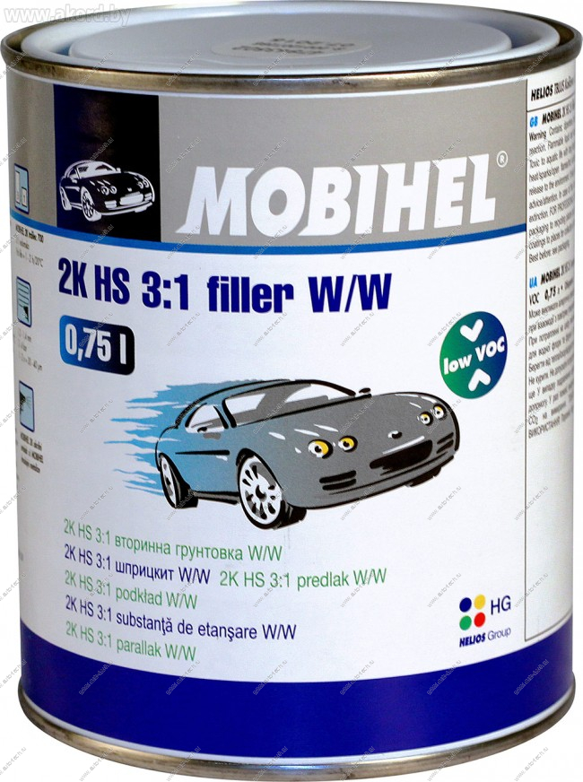 ГрунтМобихел мокр по мокр 2К HS 3:1 вторичная W/W LOW VOC 0,75л+отвер 0.33л арт700 MOBIHEL 78435