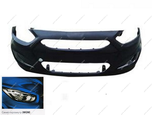Бампер передний Hyundai Solaris крашеный Cиний перламутр WGM 2010-2014 API  865111R000-WGM