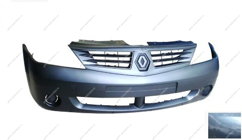Бампер передний без птф RENAULT Logan/Рено Логан крашеный B66 Gris eclipse Серое затмение фаза 1 ЛЮКС/Полноокраш. без птф Кампласт Кампласт 6001549907-B66-ЛЮКС