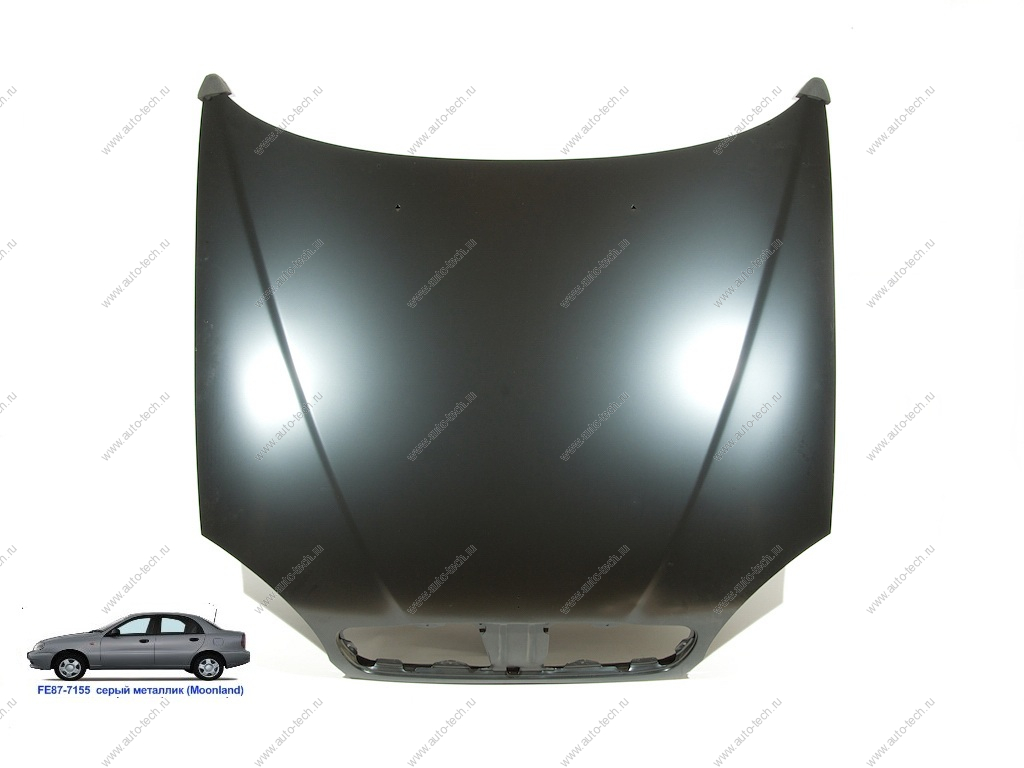 Капот Chevrolet Lanos крашеный Moonland Серый металлик FE87-7155 (с отв. под эмблему) Api Api DW1601A-FE87-7155
