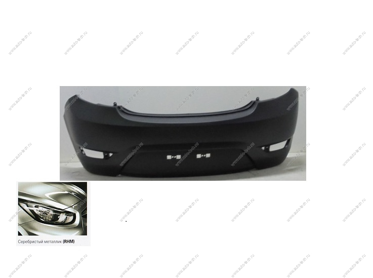 Бампер задний Hyundai Solaris х/б крашеный Cеребристый металлик RHM 2010- API  866114L200-RHM