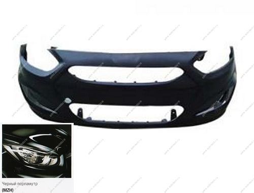 Бампер передний Hyundai Solaris крашеный Черный перламутр MZH 2010-2014 API  865111R000-MZH