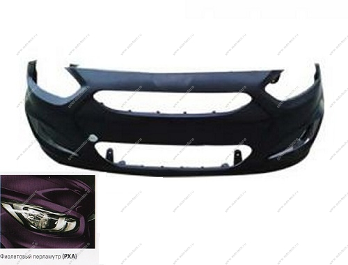 Бампер передний Hyundai Solaris крашеный Фиолетовый перламутр PXA 2010-2014 API  865111R000-РХА