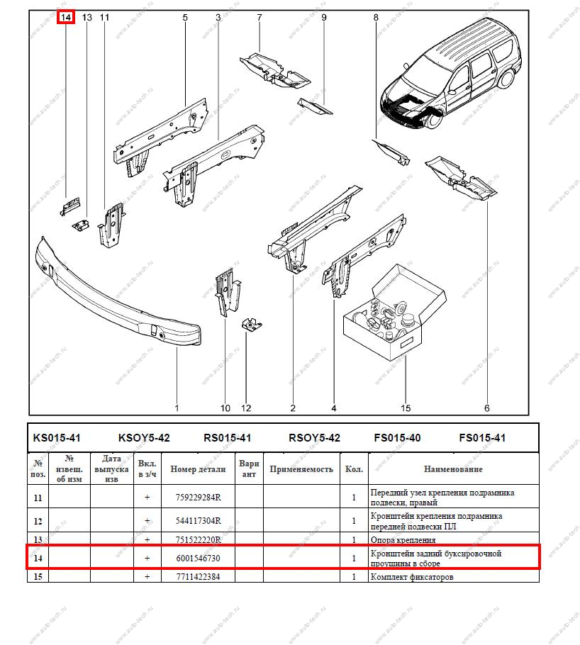Держатель буксировочного кольца LADA Largus/Лада Ларгус Renault RENAULT 6001546730
