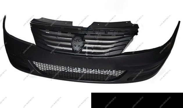 Бампер передний без птф с решетами RENAULT Logan/Рено Логан крашеный 676 Noir nachre Черная жемчужина фаза 2 Api Bodyparts 620223580R-676