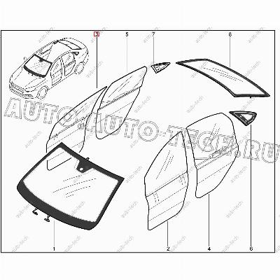 Стекло LADA Vesta опускное передней двери правое тонирован (Tinted) Lada LADA 8450007714