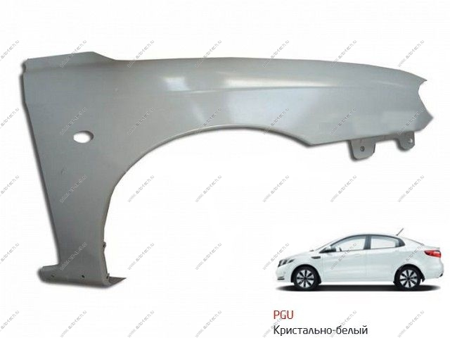 Крыло переднее правое с отв п/повтр KIA Spectra крашеное Белый PGU c 02- Api  KI1702BR-PGU