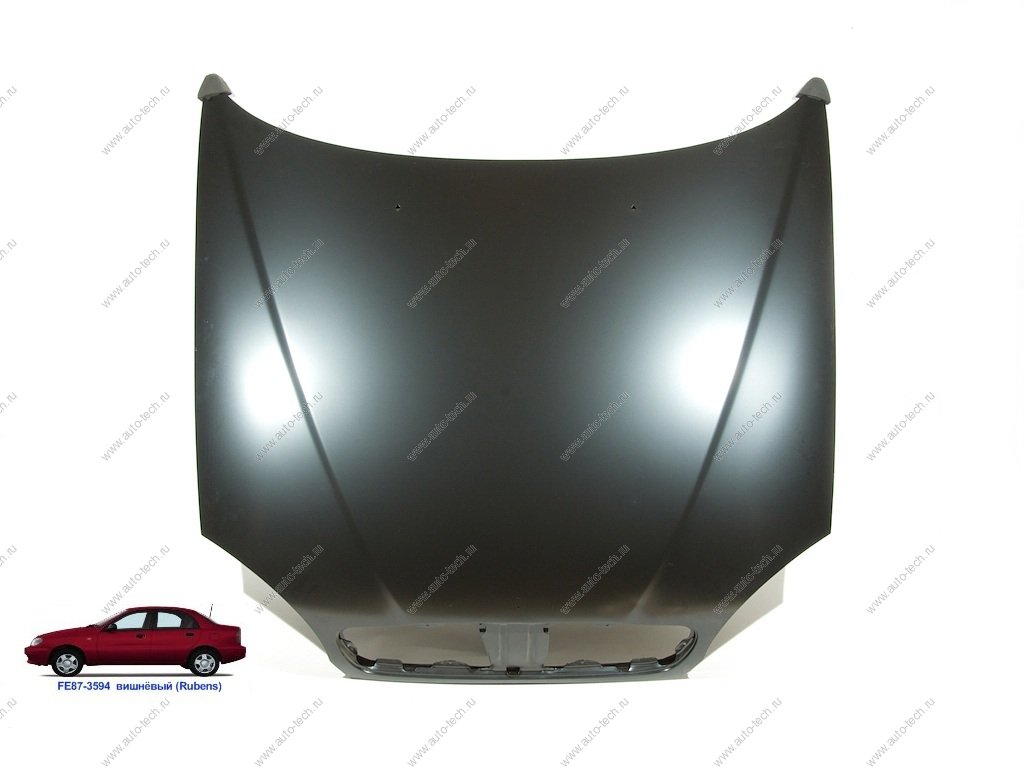 Капот Chevrolet Lanos крашеный Rubens Вишневый FE87-3594 (с отв. под эмблему) Api Api DW1601A-FE87-3594