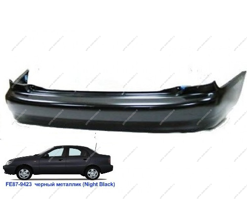 Бампер задний Chevrolet Lanos крашеный Night black Черный металлик FE87-9423 1998- (96277555) Китай GAMMA GM-BR-1405-FE87-9423