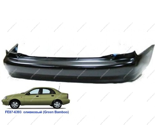 Бампер задний Chevrolet Lanos крашеный Green bamboo Оливковый FE87-6393 1998- (96277555) Китай GAMMA GM-BR-1405-FE87-6393