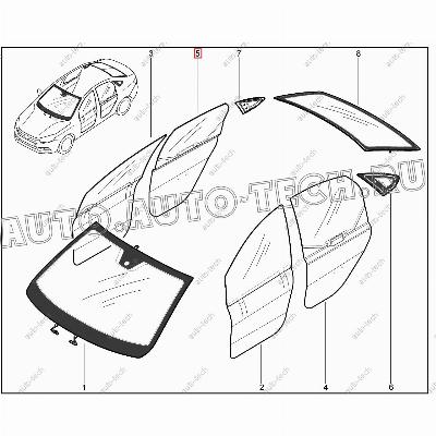 Стекло LADA Vesta/Веста опускное задней двери правое тонирован. (Tinted) Lada LADA 8450034053