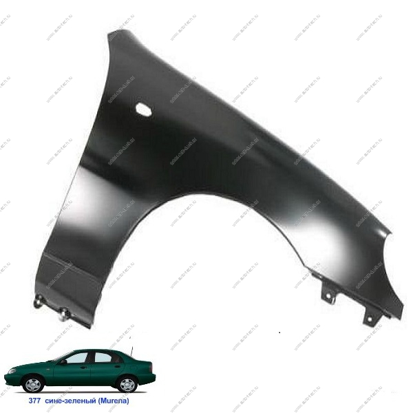 Крыло переднее правое Chevrolet Lanos крашеное Murena Сине-селеный 377 с отв п/повт. API Api 96221073-377