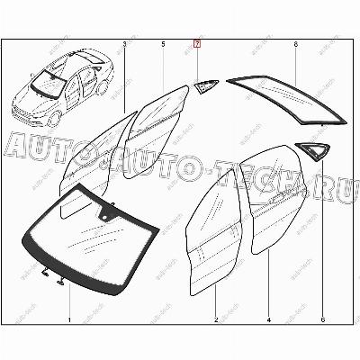 Стекло окна боковины правое solar control Tinted (тонирован) Lada Vesta SW/SW Cross AGC