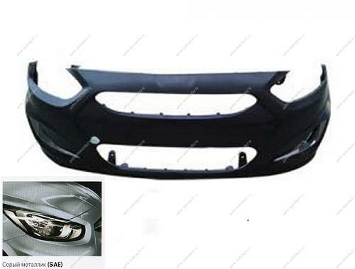 Бампер передний Hyundai Solaris крашеный Cерый металлик SAE 2010-2014 API  865111R000-SAE