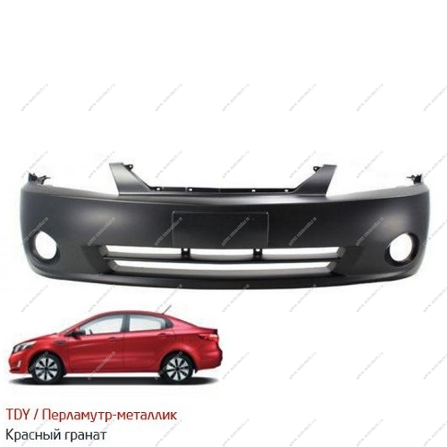 Бампер передний KIA Spectra крашеный Красный гранат перламутр TDY c 02-  0K2NA50030XX--TDY
