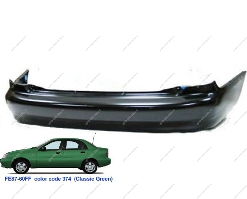 Бампер задний Chevrolet Lanos крашеный Classic green Зеленый FE87-60FF 1998- (96277555) Китай GAMMA GM-BR-1405-FE87-60FF
