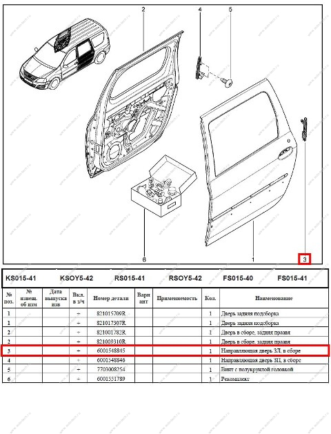 Направляющая LADA Largus стекла задняя задней левой двери Renault RENAULT 6001548845