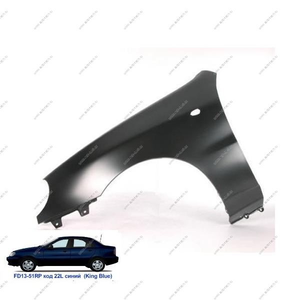 Крыло переднее левое Chevrolet Lanos крашеное King blue Cиний FD13-51RP с отв п/повт. API Api 96221072-FD13-51RP