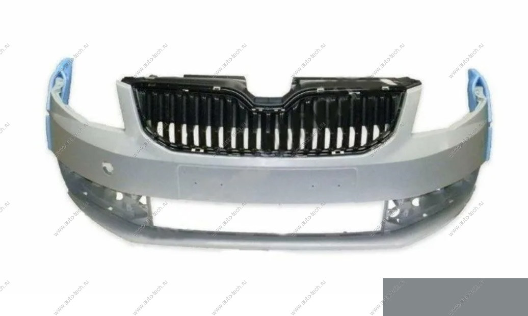 Бампер передний крашеный SKODA OCTAVIA A7 (с отв. под омыв.) (9156 - BRILLIANT SILVER) TYG TYG 5EU807217-9156