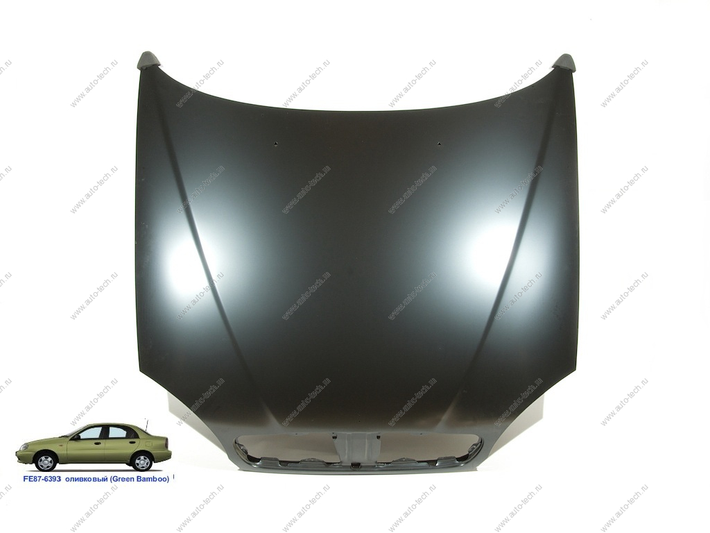 Капот Chevrolet Lanos крашеный Green bamboo Оливковый FE87-6393 (с отв. под эмблему) Api Api DW1601A-FE87-6393