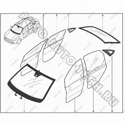 Стекло окна боковины левое solar control Tinted (тонирован) Lada Vesta SW/SW Cross AGC