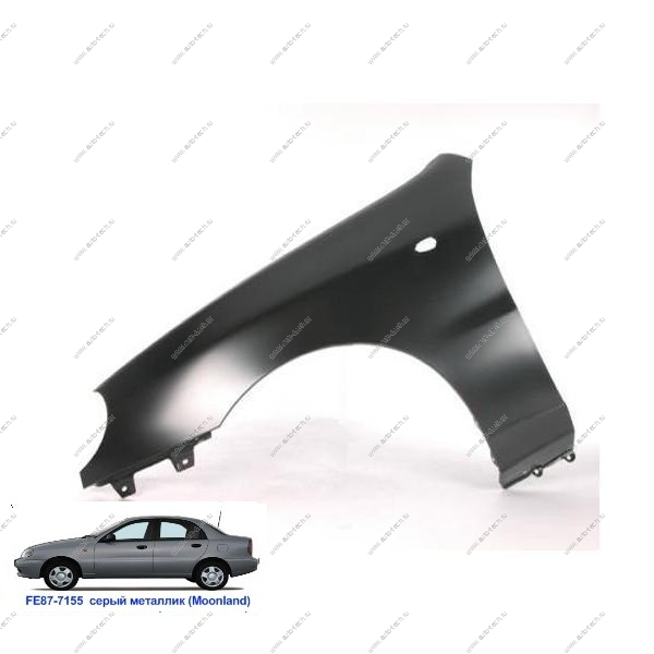 Крыло переднее левое Chevrolet Lanos крашеное Moonс отв п/повт. API Api 96221072-FE87-7155
