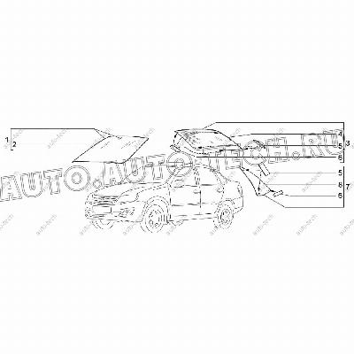 Стекло опускное задней двери ВАЗ-2191 (лифтбек) левое (Overtinted) тонирован (AGC) Lada