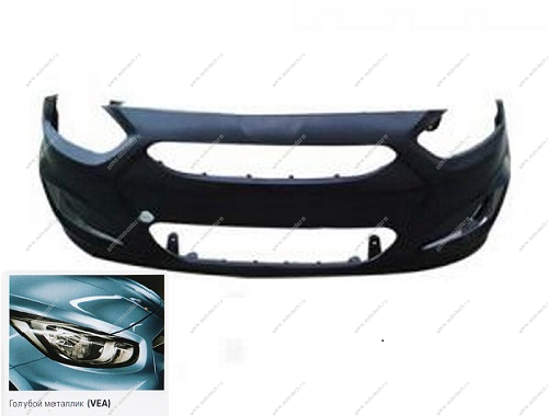Бампер передний Hyundai Solaris крашеный Голубой металлик VEA 2010-2014 Gamma  865111R000-VEA