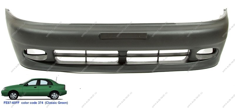 Бампер передний Chevrolet Lanos крашеный Classic green Зеленый FE87-60FF 1998- Gamma GAMMA GM-BF-2965-FE87-60FF