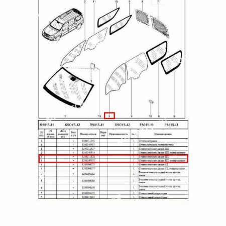 Стекло двери LADA Largus/Лада Ларгус переднее левое Tinted тонир.(AGC) Lada LADA 8200240555