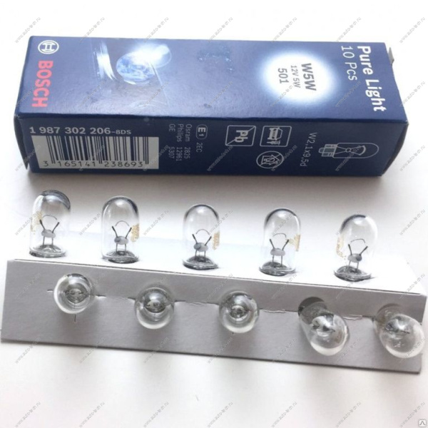 Лампа W5W 12V повторителя без цоколя LADA Largus/Лада Ларгус BOSCH BOSCH 1987302206
