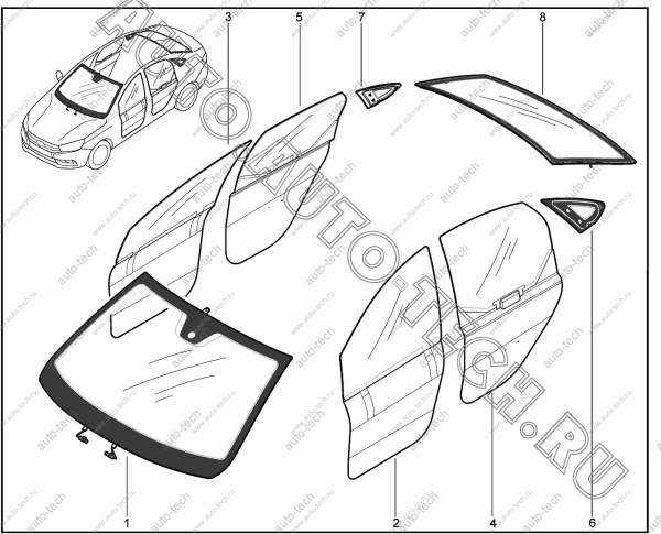 Стекло окна двери задка электрообогреваемое Lada Vesta SW/SW Cross solar control Tinted (AGC) Lada LADA 4102436