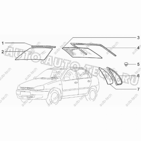 Стекло окна боковины ВАЗ-1119 правое (overtinted) зеленое AGC Бор LADA 11190-5403052-01