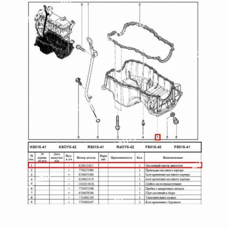 Масляный картер LADA Largus/Лада Ларгус двигателя 8 кл. Renault RENAULT 8200535857