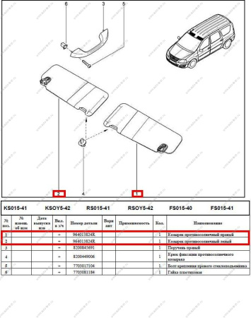 Козырек солнцезащитный LADA Largus/Лада Ларгус левый Lada LADA 964013824R Козырек солнцезащитный LADA Largus/Лада Ларгус левый Lada LADA 964013824R