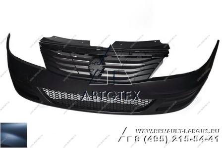 Бампер передний без птф с решетками RENAULT Logan/Рено Логан крашеный RNF Blue minerale Синий минерал фаза 2 Api Bodyparts 620223580R-RNF