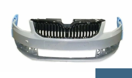 Бампер передний крашеный SKODA OCTAVIA A7 (с отв. под омыв.) (LQ5X - DENIM BLUE) TYG TYG 5EU807217-LQ5X