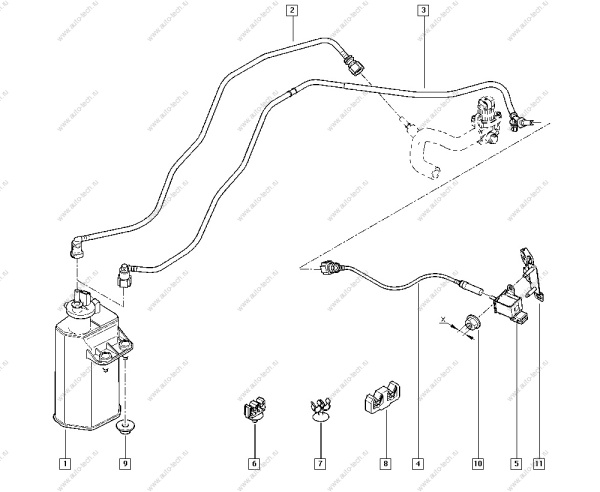 Скоба крепления трубки абсорбера Lada Largus Renault RENAULT 6001548162