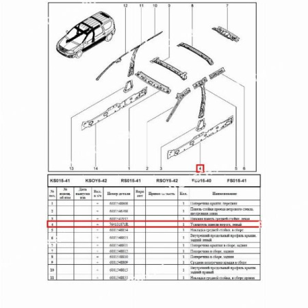 Усилитель порога левый LADA Largus/Лада Ларгус Renault RENAULT 764131871R